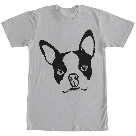 Men's Lost Gods Boston Terrier Dog Graphic Tee Silver X Large