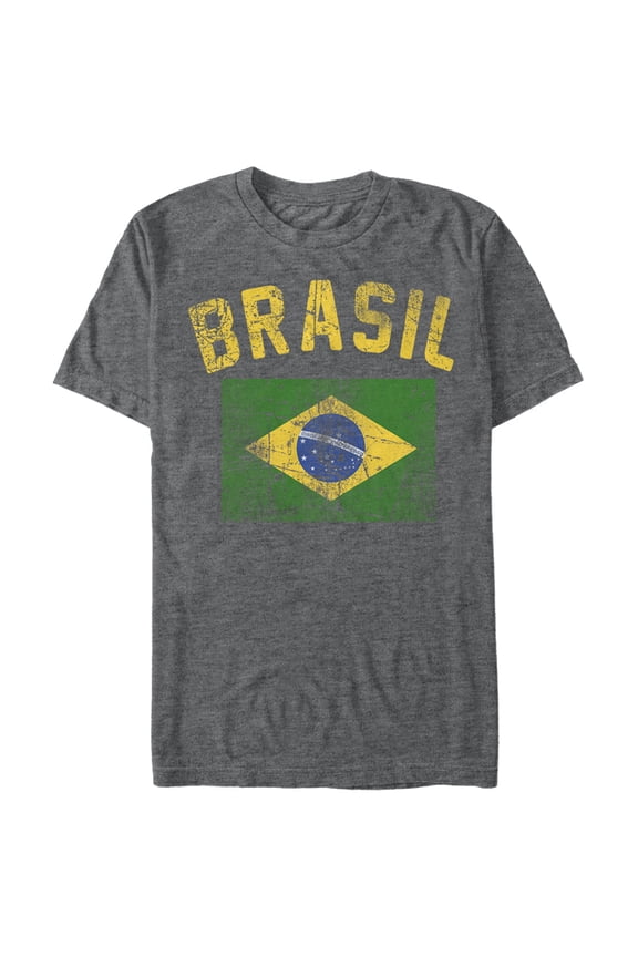Men's Lost Gods Brasil Flag Graphic Tee Charcoal Heather Large