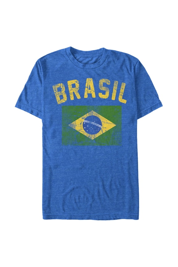 Men's Lost Gods Brasil Flag  Graphic Tee Royal Blue Heather Small
