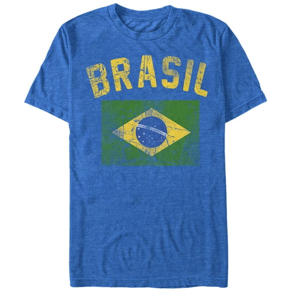 Men's Lost Gods Brasil Flag  Graphic Tee Royal Blue Heather X Large