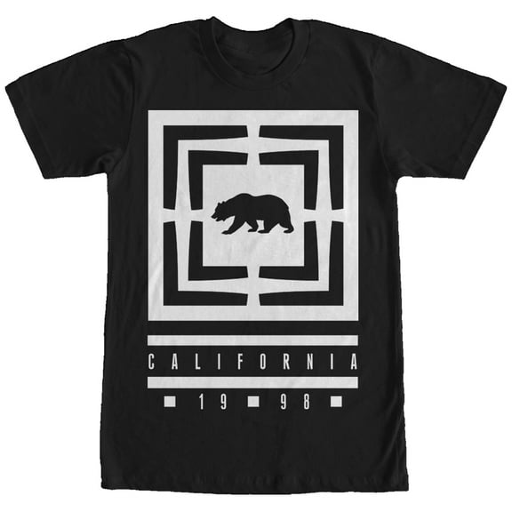 Men's Lost Gods California Bear Square  Graphic Tee Black 2X Large