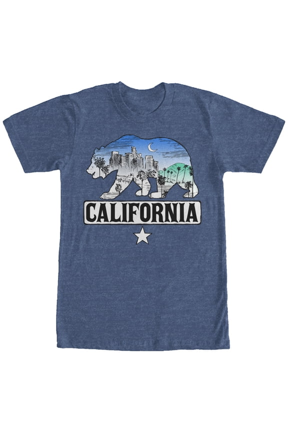 Men's Lost Gods California Flag Bear City Graphic Tee Navy Blue Heather Large