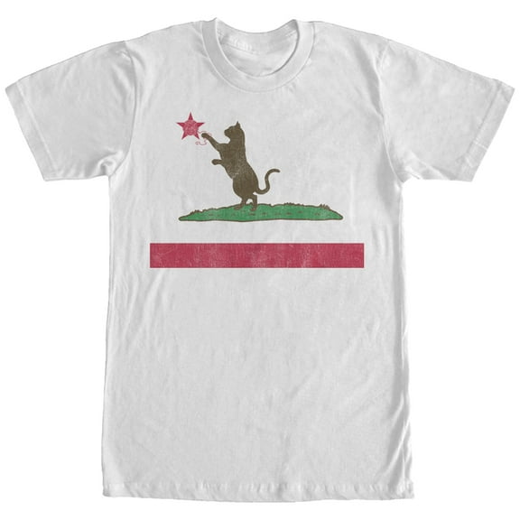 Men's Lost Gods California Flag Cat  Graphic Tee White Large