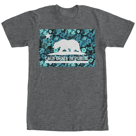 Men's Lost Gods California Floral Bear Graphic Tee Charcoal Heather Large