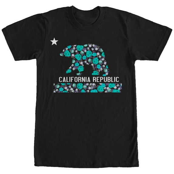 Men's Lost Gods California Flower Flag Graphic Tee Black Small