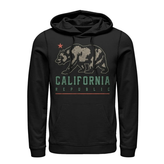 Men's Lost Gods California Republic Bear Shadow Pull Over Hoodie Black Large