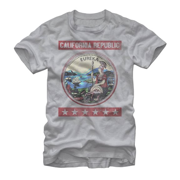 Men's Lost Gods California Republic Seal Graphic Tee Silver Large