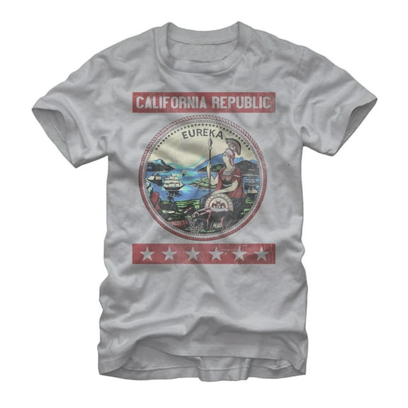 Men's Lost Gods California Republic Seal  Graphic Tee Silver Medium