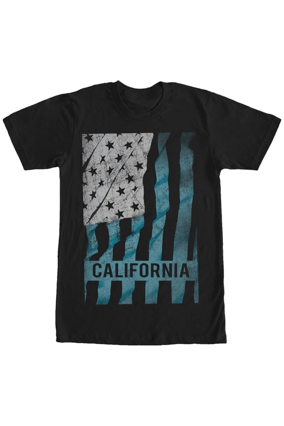 Men's Lost Gods California Waving USA Flag  Graphic Tee Black Large