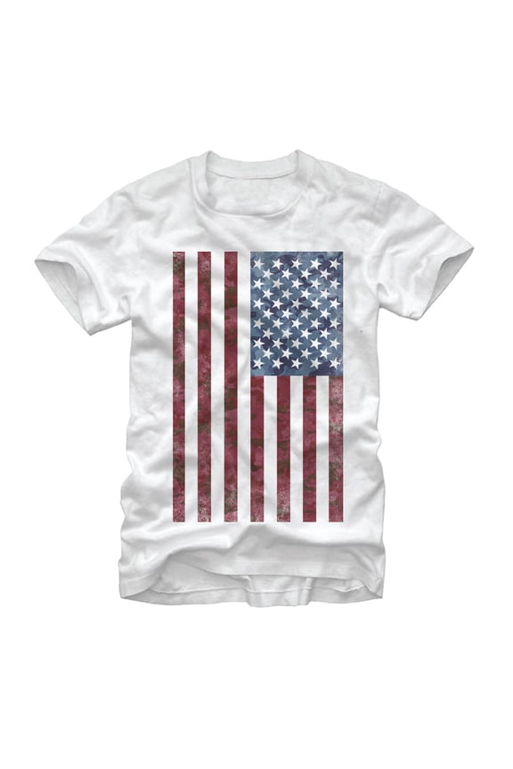 Men's Lost Gods Camo American Flag  Graphic Tee White X Large