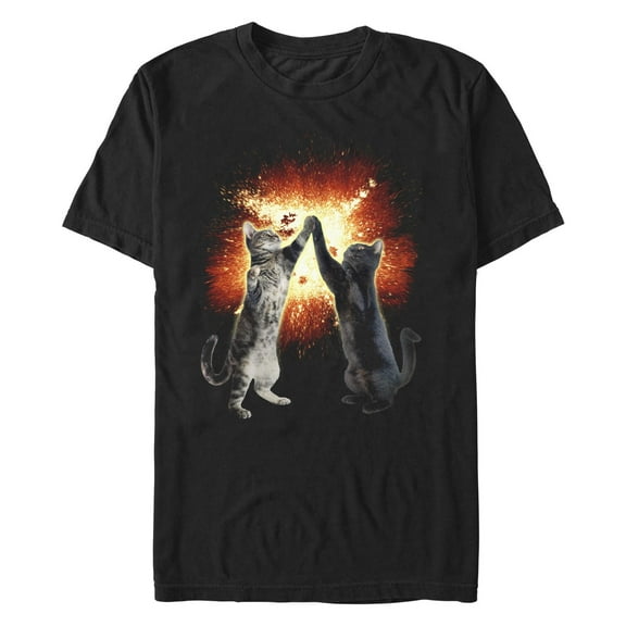 Men's Lost Gods Cat High Five Explosion Graphic T-Shirt