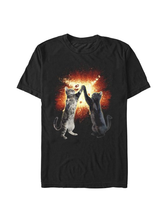 Men's Lost Gods Cat High Five Explosion Graphic T-Shirt