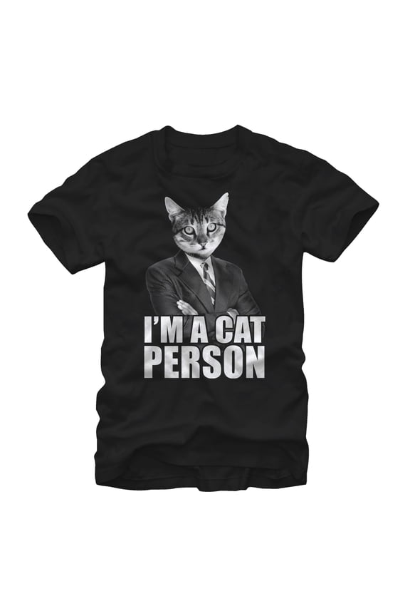 Men's Lost Gods Cat Person Graphic Tee Black 2X Large