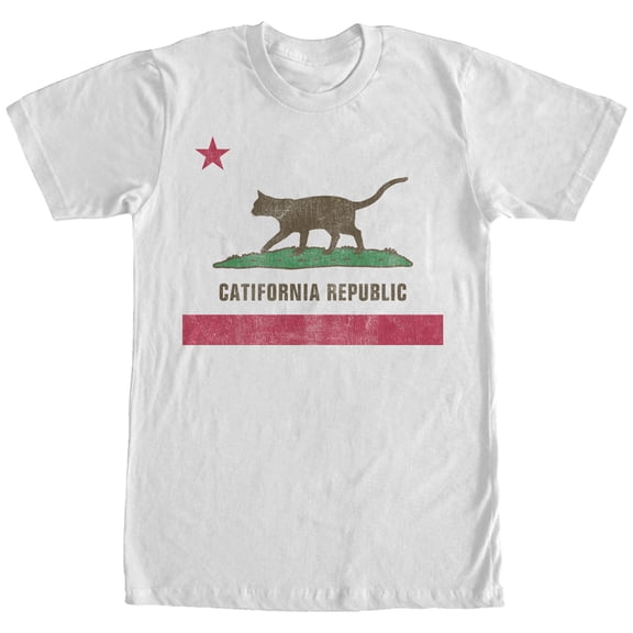 Men's Lost Gods Cat Republic Flag  Graphic Tee White Medium