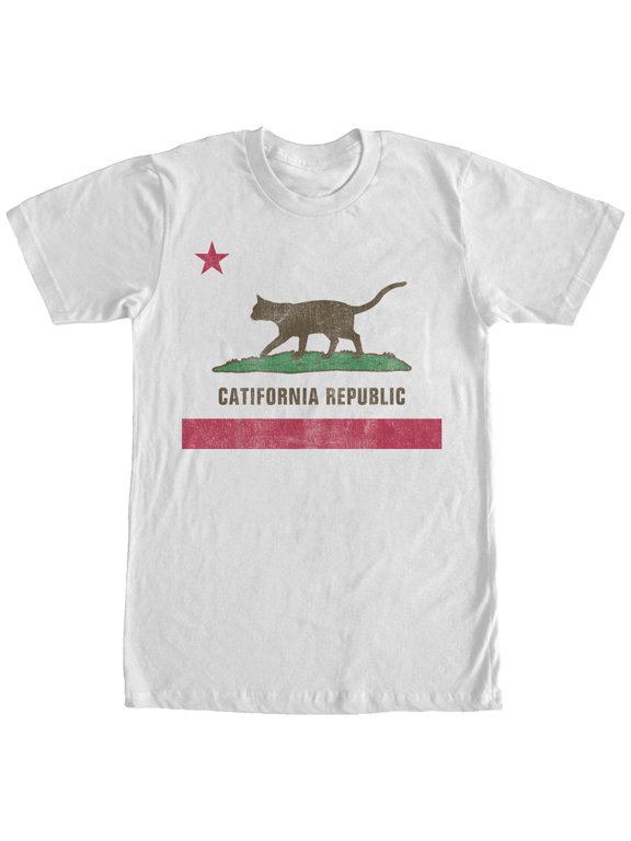 Men's Lost Gods Cat Republic Flag Graphic Tee White X Large
