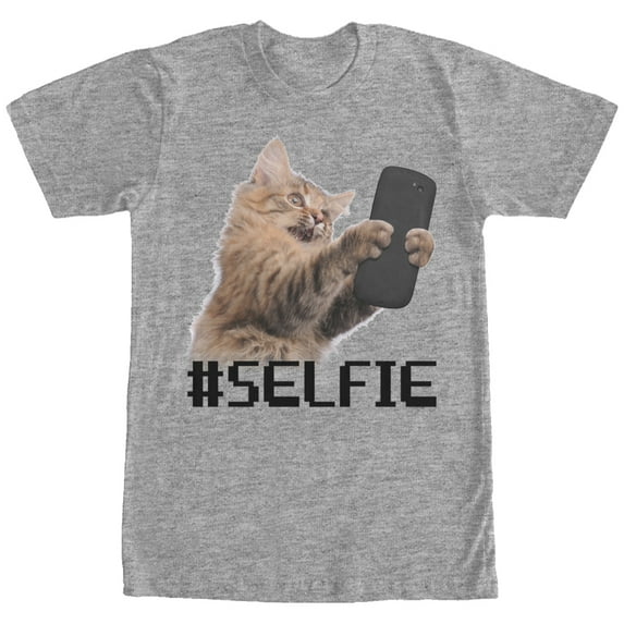 Men's Lost Gods Cat Selfie Graphic Tee Athletic Heather Large