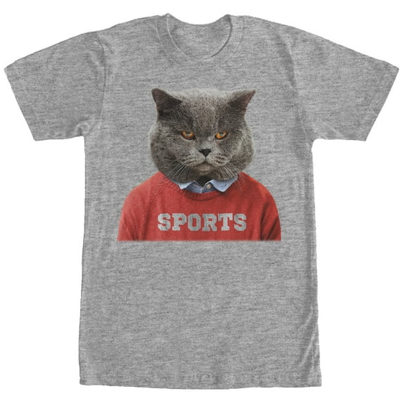 Men's Lost Gods Cat Sports Graphic Tee Athletic Heather Medium