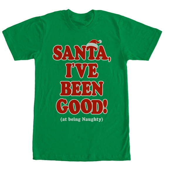 Men's Lost Gods Christmas Good at Being Naughty  Graphic Tee Kelly Green X Large