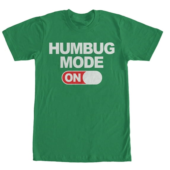 Men's Lost Gods Christmas Humbug Mode On Graphic Tee Kelly Green Large