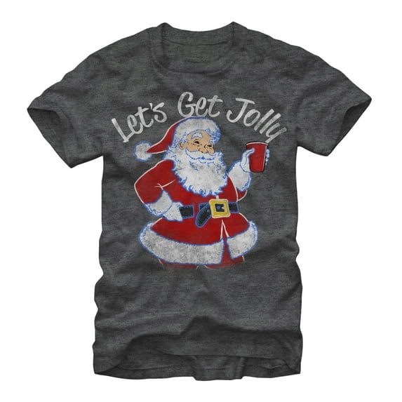 Men's Lost Gods Christmas Let's Get Jolly Graphic Tee Charcoal Heather 2X Large