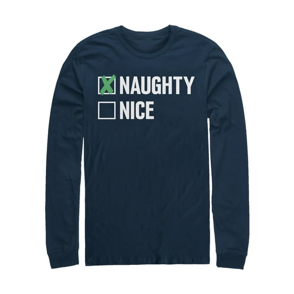 Men's Lost Gods Christmas Naughty Or Nice  Long Sleeve Shirt Navy Blue Medium