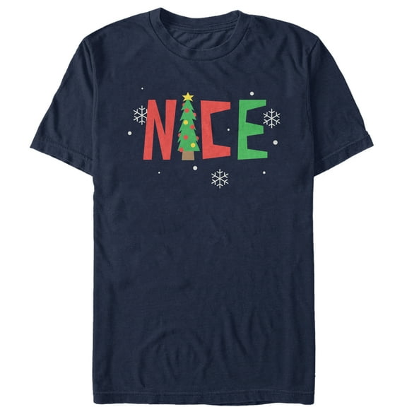Men's Lost Gods Christmas Nice Label  Graphic Tee Navy Blue Large