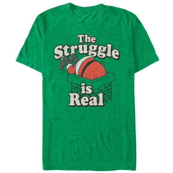 Men's Lost Gods Christmas Santa Struggle is Real Graphic Tee Kelly Heather Medium