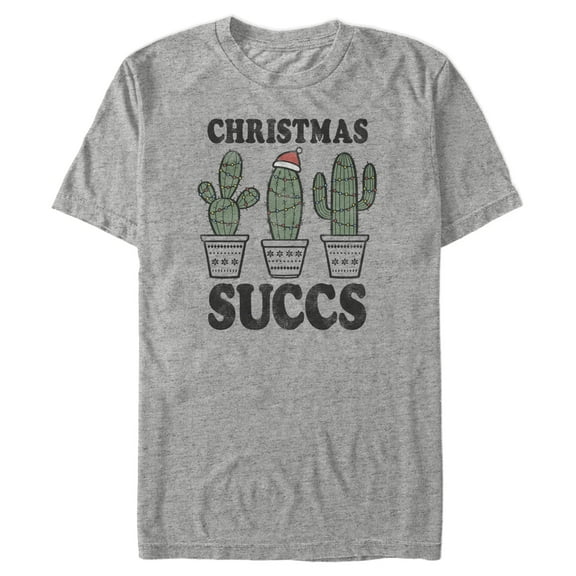 Men's Lost Gods Christmas Succulents Graphic Tee Athletic Heather X Large