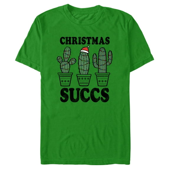 Men's Lost Gods Christmas Succulents Graphic Tee Kelly Green Large