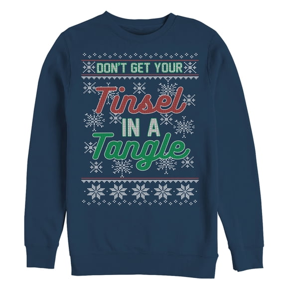 Men's Lost Gods Christmas Tinsel in a Tangle Sweatshirt Navy Blue Small