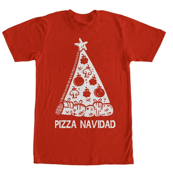 Men's Lost Gods Christmas Tree Pizza Navidad Graphic Tee Red Medium