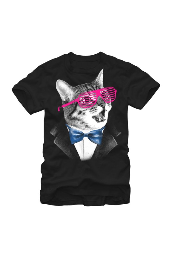 Men's Lost Gods Cool Prom Cat Graphic Tee Black Medium
