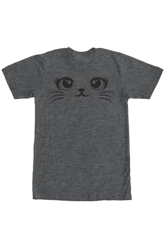 Men's Lost Gods Cute Cat Face Graphic Tee Charcoal Heather 2X Large