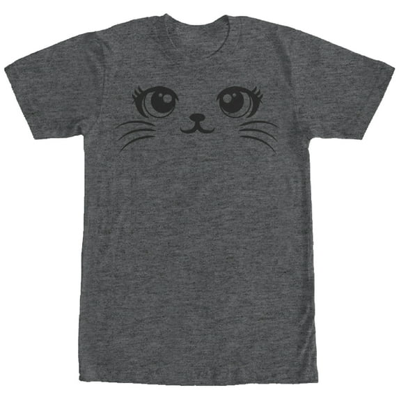 Men's Lost Gods Cute Cat Face Graphic Tee Charcoal Heather Large
