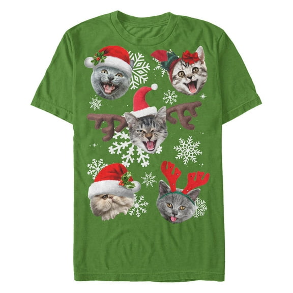 Men's Lost Gods Cute Catristmas Snowflakes Graphic T-Shirt