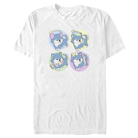 Men's Lost Gods Cute Husky Puppies Graphic Tee White Large
