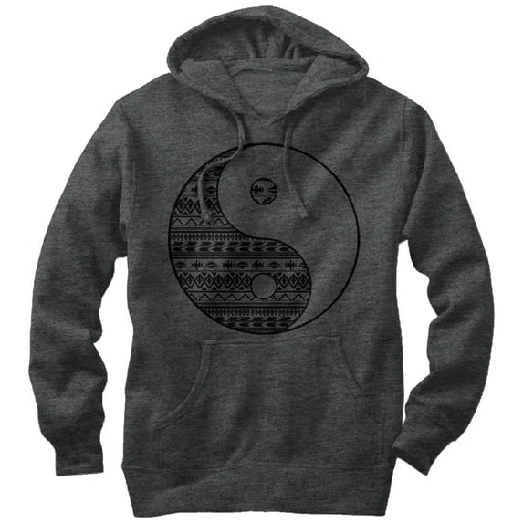 Men's Lost Gods Decorative Print Yin Tang Pull Over Hoodie Charcoal Heather X Large