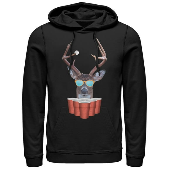 Men's Lost Gods Deer Pong  Pull Over Hoodie Black Small