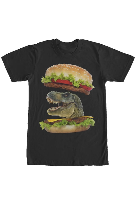 Men's Lost Gods Dinosaur Cheeseburger Graphic Tee Black X Large