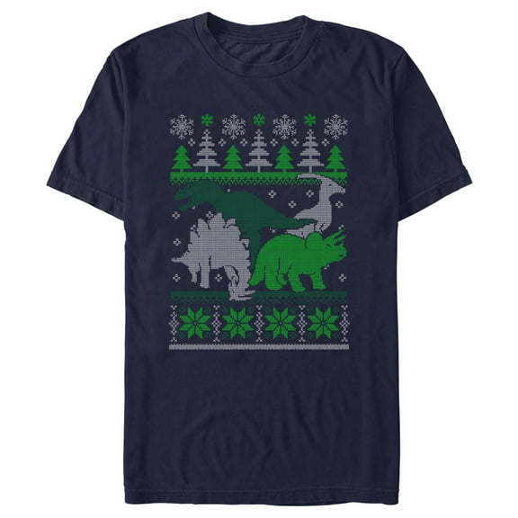 Men's Lost Gods Dinosaur Ugly Christmas Sweater Graphic Tee Navy Blue Large