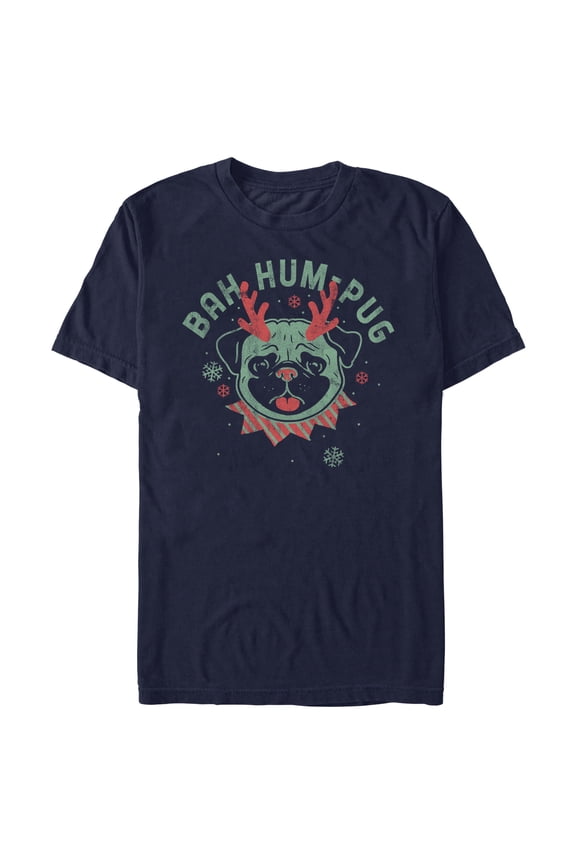 Men's Lost Gods Distressed Bah Hum-Pug Graphic Tee Navy Blue Medium