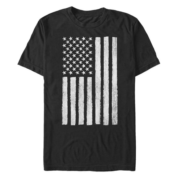 Men's Lost Gods Distressed Black and White American Flag  Graphic T-Shirt