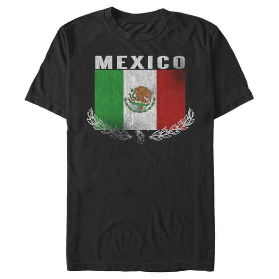 Men's Lost Gods Distressed Mexican Flag  Graphic Tee Black 2X Large