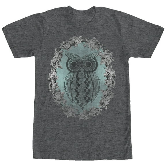 Men's Lost Gods Distressed Owl Wreath Graphic Tee Charcoal Heather Small