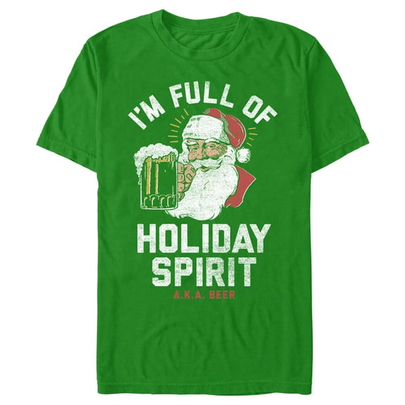 Men's Lost Gods Distressed Santa Beer  Graphic Tee Kelly Green 2X Large