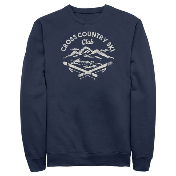 Men's Lost Gods Distressed Ski Club Sweatshirt Navy Blue 2X Large