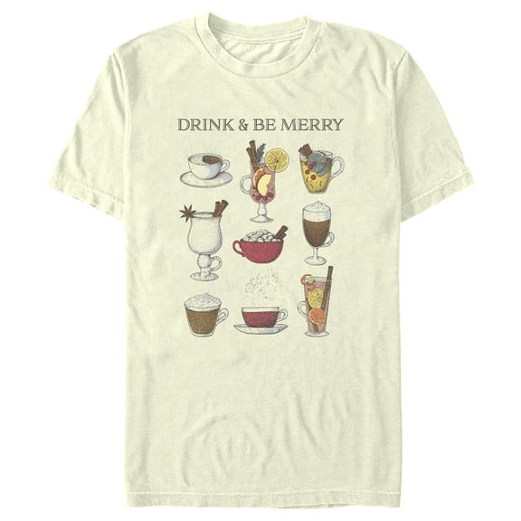Men's Lost Gods Drink and Be Merry  Graphic Tee Beige Medium