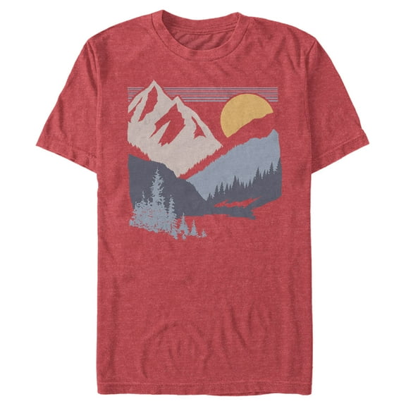 Men's Lost Gods Dusk Valley Sunset Graphic Tee Red Heather 2X Large
