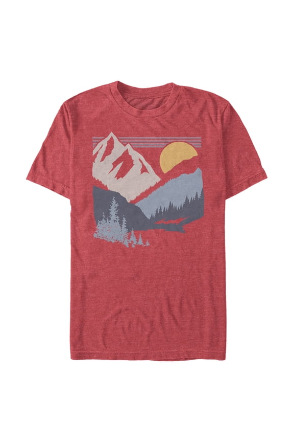 Men's Lost Gods Dusk Valley Sunset Graphic Tee Red Heather X Large