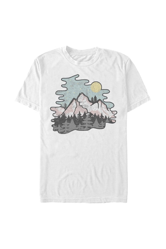 Men's Lost Gods Dusty Mountain Cartoon Graphic Tee White 3X Large